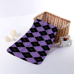 Black And Purple Argyle Pattern Print Towel