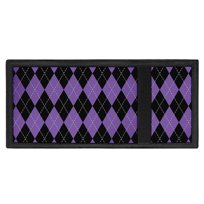 Black And Purple Argyle Pattern Print Trifold Wallet