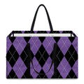 Black And Purple Argyle Pattern Print Utility Tote Bag