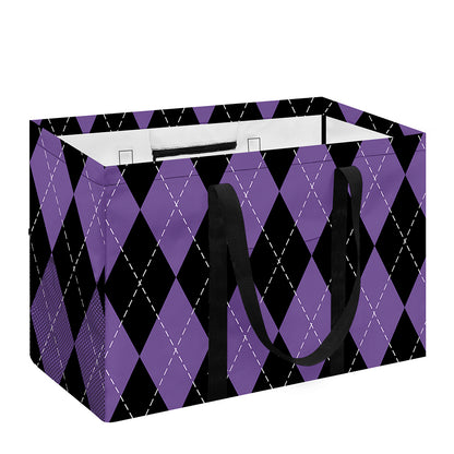 Black And Purple Argyle Pattern Print Utility Tote Bag