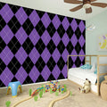 Black And Purple Argyle Pattern Print Wall Sticker