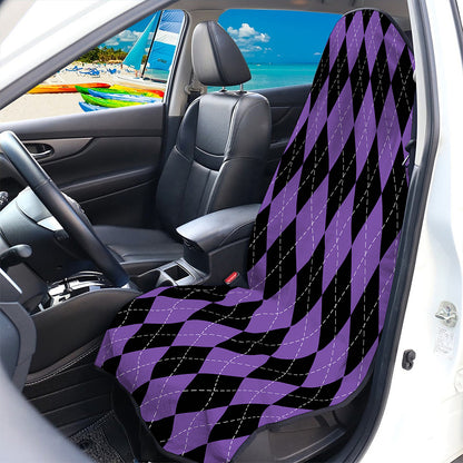 Black And Purple Argyle Pattern Print Waterproof Car Seat Cover