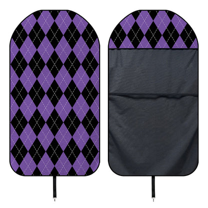Black And Purple Argyle Pattern Print Waterproof Car Seat Cover