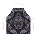 Black And Purple Damask Pattern Print Adjustable Apron