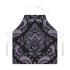 Black And Purple Damask Pattern Print Adjustable Apron