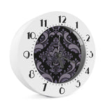 Black And Purple Damask Pattern Print Alarm Clock