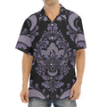 Black And Purple Damask Pattern Print Aloha Shirt