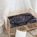 Black And Purple Damask Pattern Print Baby Crib Sheet