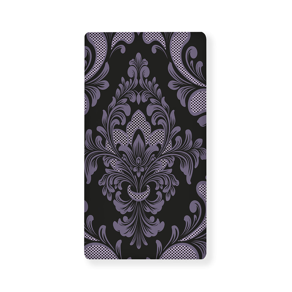 Black And Purple Damask Pattern Print Baby Crib Sheet