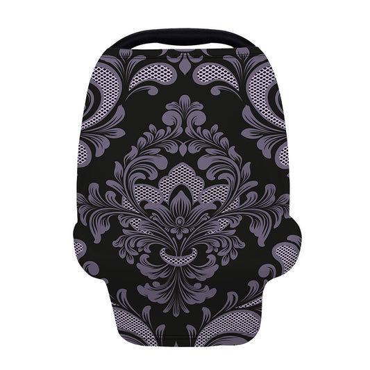 Black And Purple Damask Pattern Print Baby Seat Cover