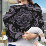 Black And Purple Damask Pattern Print Baby Seat Cover