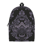 Black And Purple Damask Pattern Print Backpack