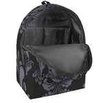 Black And Purple Damask Pattern Print Backpack
