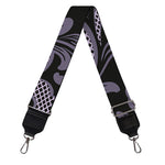 Black And Purple Damask Pattern Print Bag Strap
