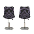 Black And Purple Damask Pattern Print Bar Stool Covers