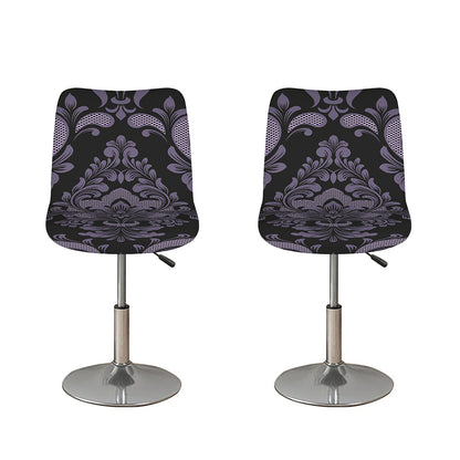 Black And Purple Damask Pattern Print Bar Stool Covers