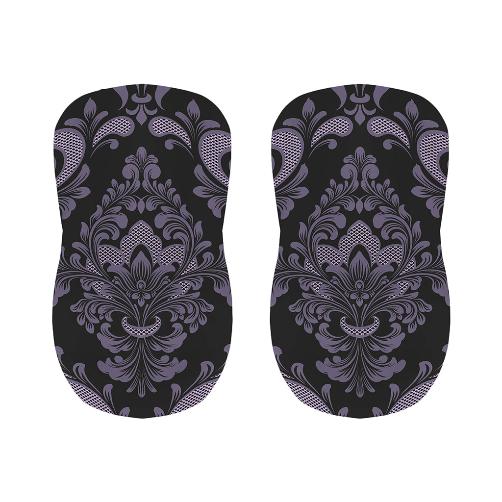 Black And Purple Damask Pattern Print Bar Stool Covers