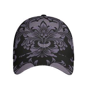 Black And Purple Damask Pattern Print Baseball Cap