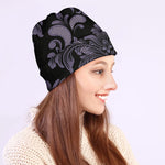 Black And Purple Damask Pattern Print Beanie