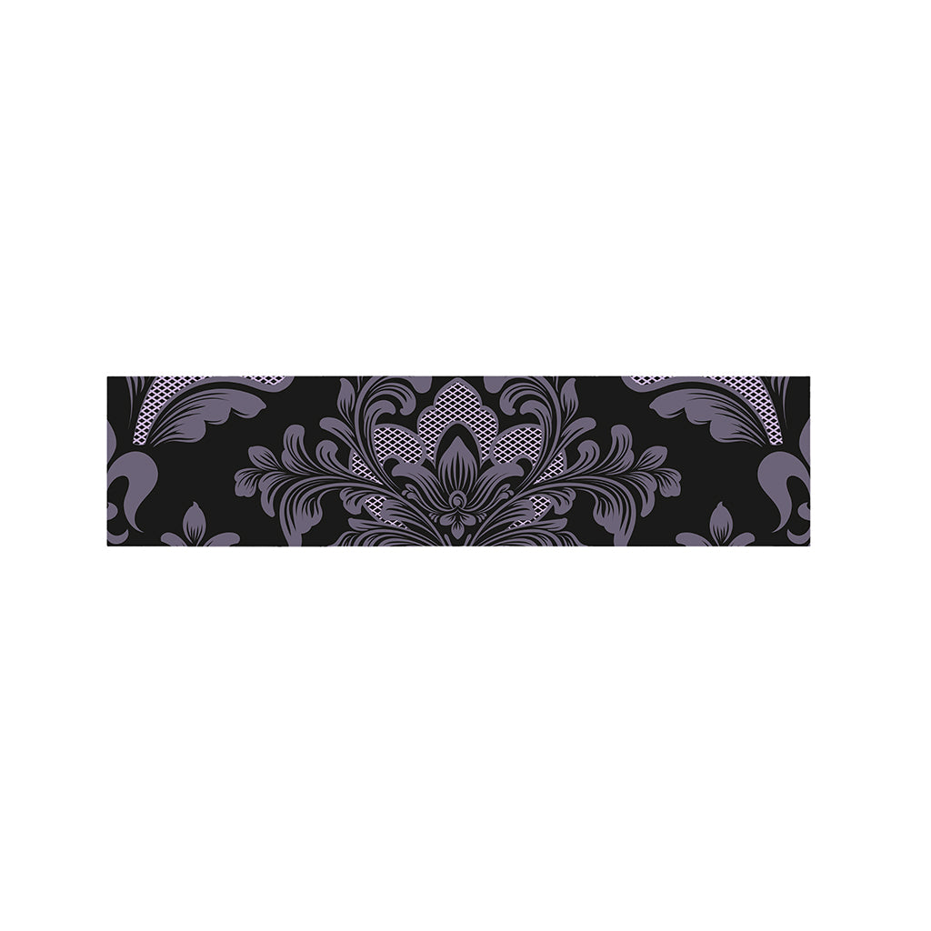 Black And Purple Damask Pattern Print Bed Runner