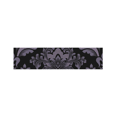 Black And Purple Damask Pattern Print Bed Runner
