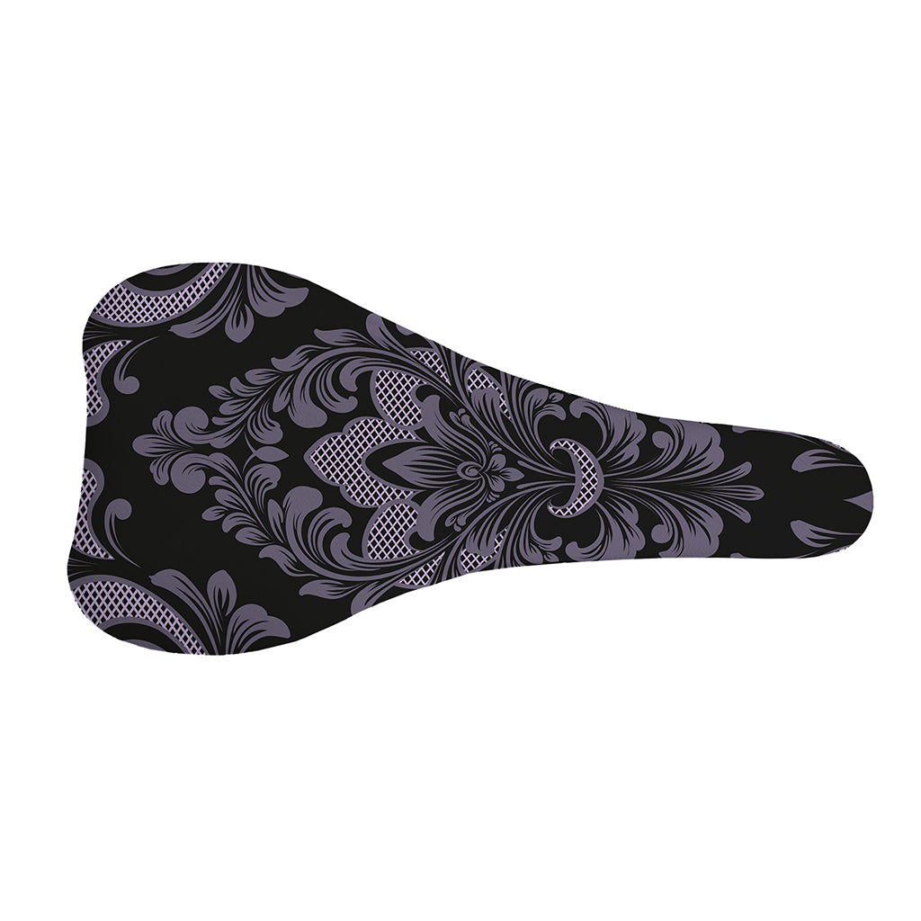 Black And Purple Damask Pattern Print Bicycle Seat Cover