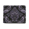 Black And Purple Damask Pattern Print Bifold Wallet
