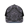 Black And Purple Damask Pattern Print Black Mesh Trucker Hat