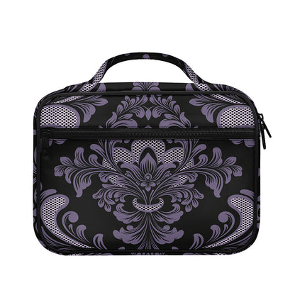 Black And Purple Damask Pattern Print Briefcase Bible Bag