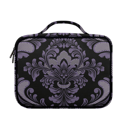 Black And Purple Damask Pattern Print Briefcase Bible Bag