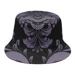 Black And Purple Damask Pattern Print Bucket Hat
