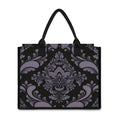 Black And Purple Damask Pattern Print Canvas Tote Bag
