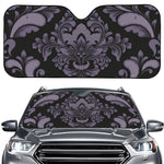 Black And Purple Damask Pattern Print Car Windshield Sun Shade