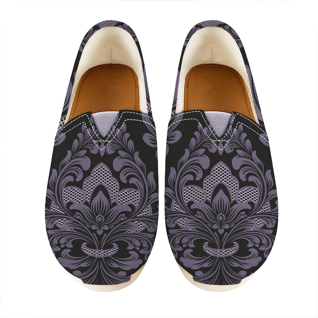 Black And Purple Damask Pattern Print Casual Shoes