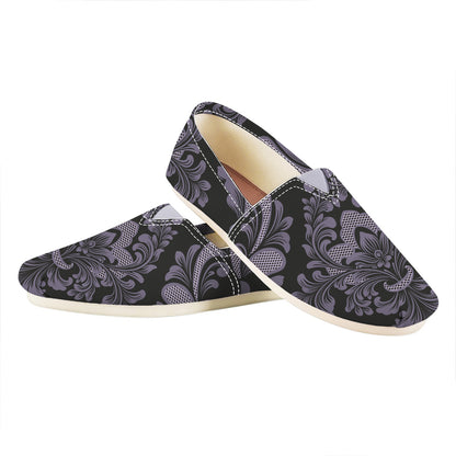Black And Purple Damask Pattern Print Casual Shoes