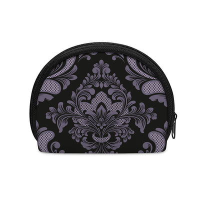 Black And Purple Damask Pattern Print Coin Purse