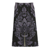 Black And Purple Damask Pattern Print Cotton Front Slit Maxi Skirt