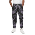 Black And Purple Damask Pattern Print Cotton Sweatpants