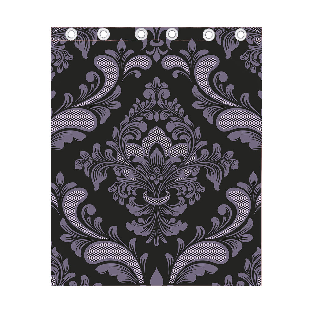 Black And Purple Damask Pattern Print Curtain
