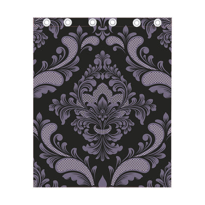 Black And Purple Damask Pattern Print Curtain