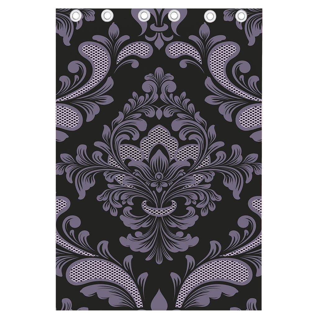Black And Purple Damask Pattern Print Curtain