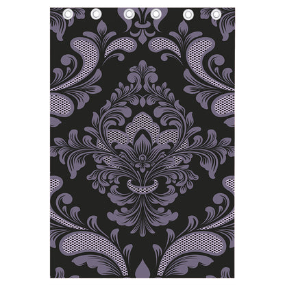 Black And Purple Damask Pattern Print Curtain