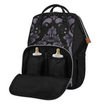 Black And Purple Damask Pattern Print Diaper Bag