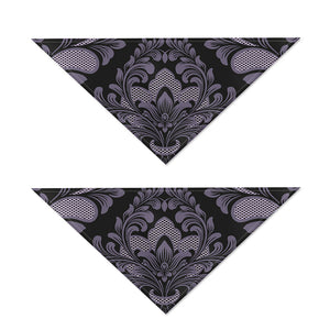 Black And Purple Damask Pattern Print Dog Bandana