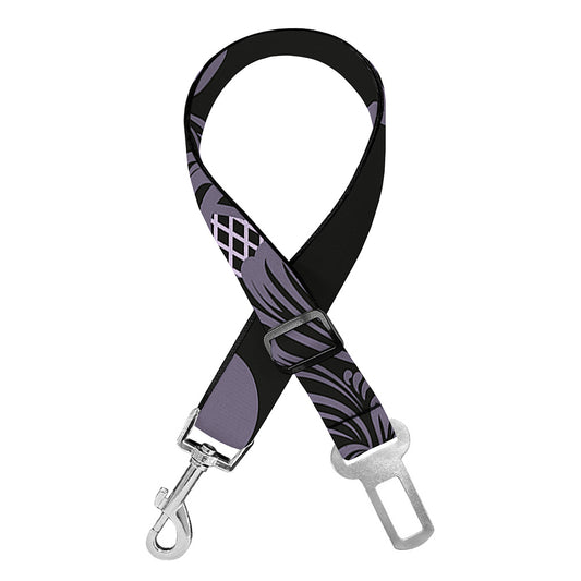 Black And Purple Damask Pattern Print Dog Seat Belt