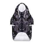Black And Purple Damask Pattern Print Dog Zip Up Hoodie