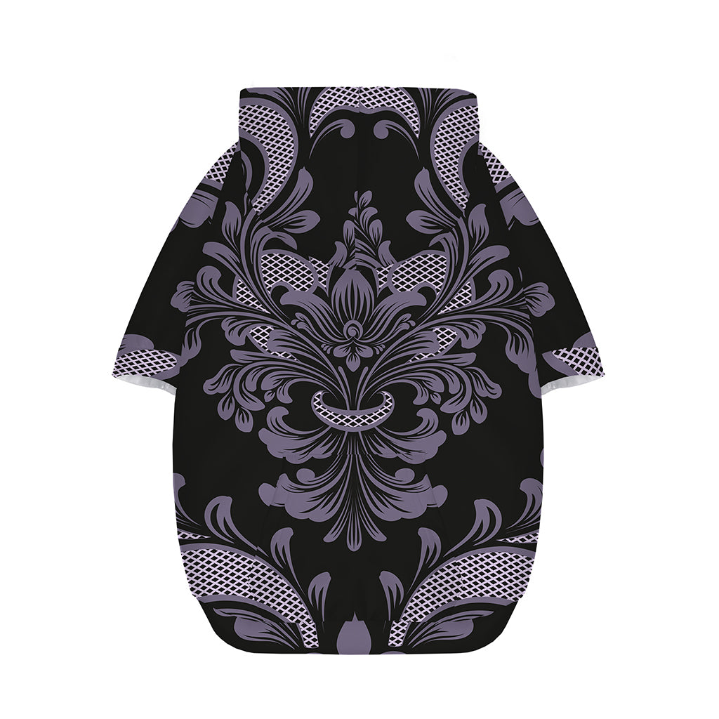 Black And Purple Damask Pattern Print Dog Zip Up Hoodie