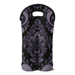 Black And Purple Damask Pattern Print Double Neoprene Wine Tote