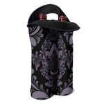 Black And Purple Damask Pattern Print Double Neoprene Wine Tote