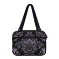 Black And Purple Damask Pattern Print Double Strap Bible Bag
